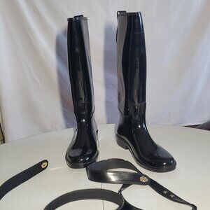 Coach Talia Tall Rain Rubber Boots Black Size 10 ***Read Description******